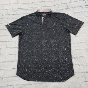 Primo Golf Polo Mens Large Black Splatter Print Blade Collar Performance Shirt
